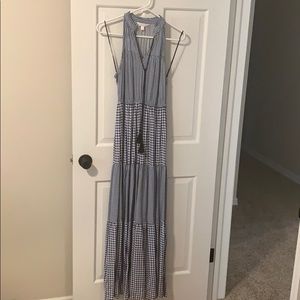 Lauren Conrad Blue Gingham Plaid Maxi Dress Size S
